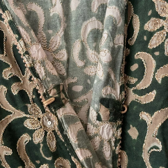 Soft Surroundings Long Cardigan Kimono Paisley Floral Embroidered Sequins Saree - Picture 6 of 11